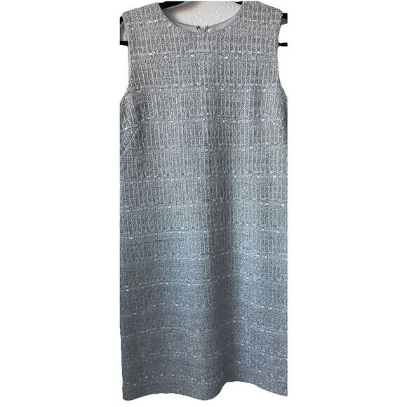 St. John Evening Silver Metallic Knit Shift Dress & Match Blazer Size 8 - Picture 8 of 8